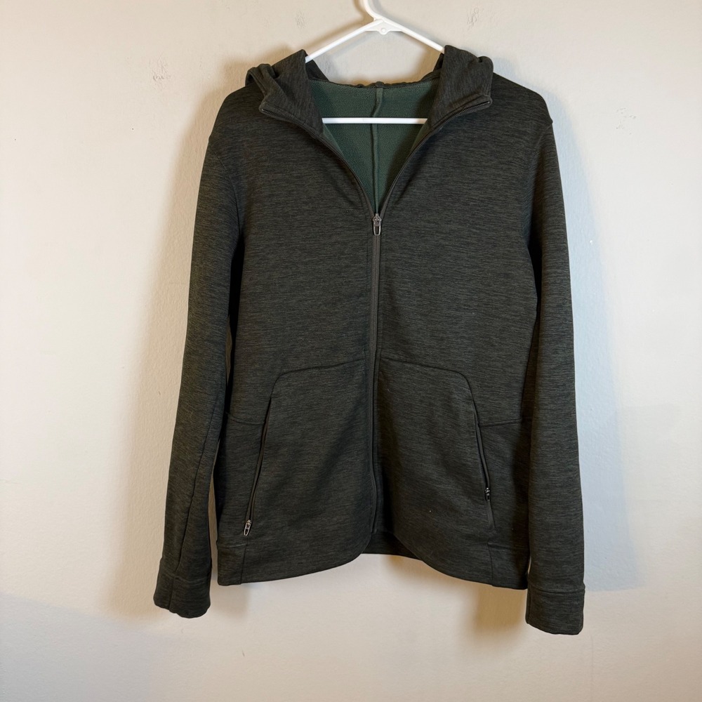 Lululemon Mens City Sweat Full Zip Hoodie Dark Olive Green Heathered M M3CI4S